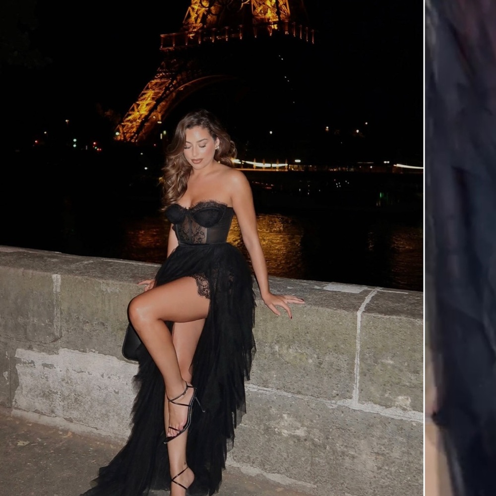 Elegant Black Lace Evening Gown